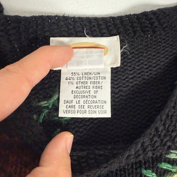 Vtg Talbots Hand Knit Linen Cotton Sweater Pear Pinecones Nature Holiday Women M - Picture 6 of 10